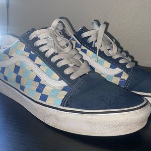 Vans blue checkerboard